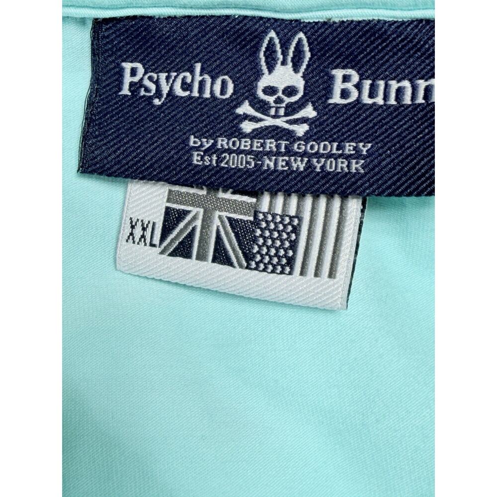 Rare Psycho Big Bunny Logo Polo Shirt XXL Mens Aqua Mint Blue 100% Cotton - Picture 3 of 13
